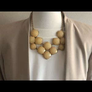 Geometric faceted bib statement necklace, sand